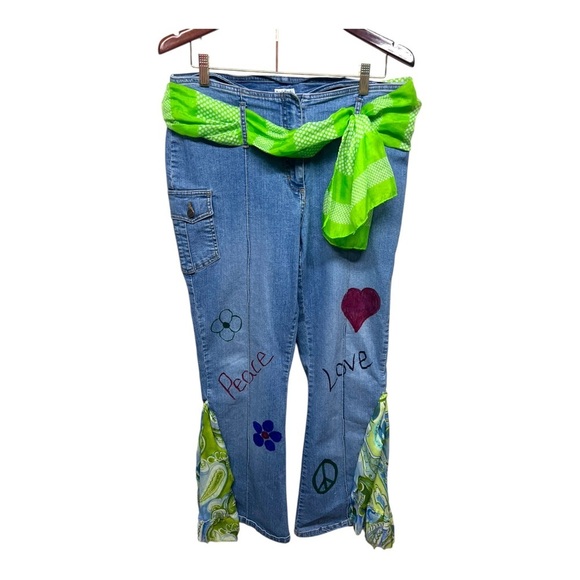 Y2K does 60’s Flared Up cycled Denim Jeans 15 - Picture 1 of 6